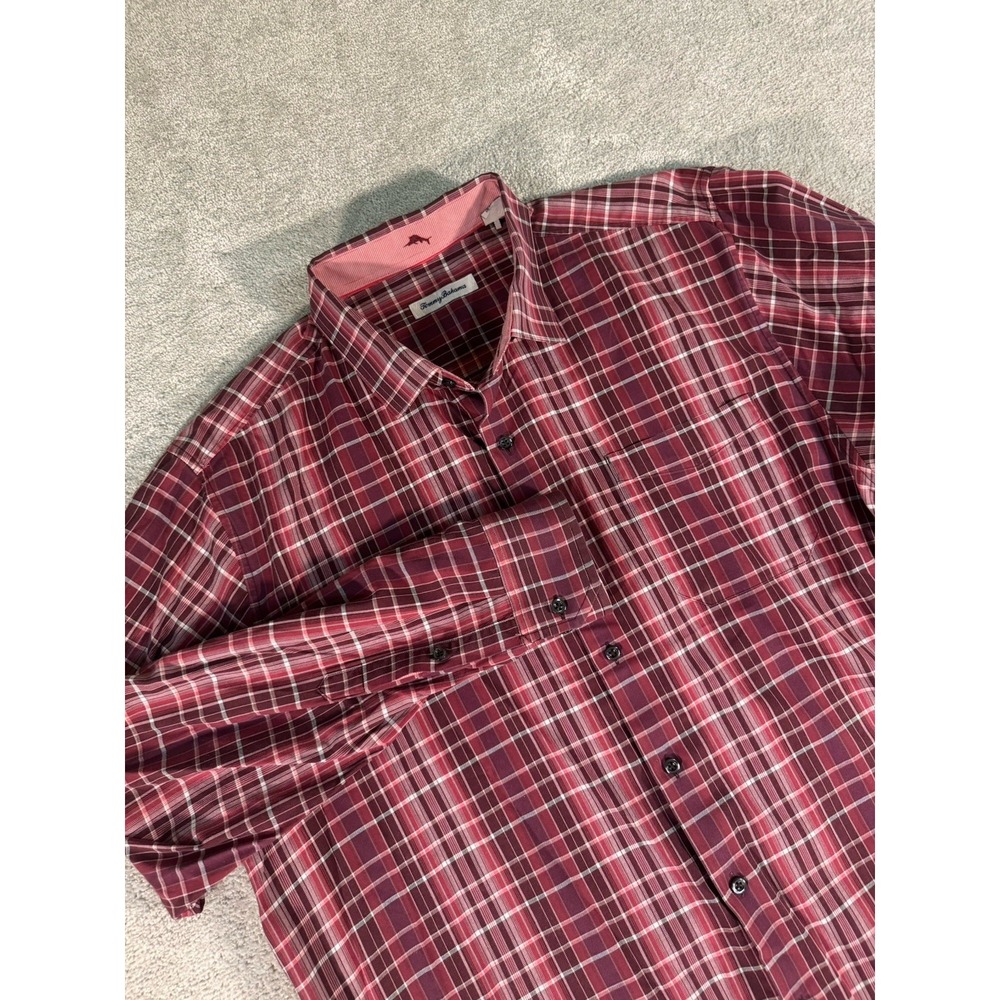 Tommy Bahama Silk Blend Button Plaid L/S Shirt Men's XL‎ relax cruise vacation